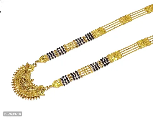 Long Mangal sutra Designs Gold Plated Necklace-thumb2