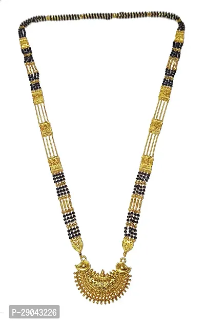 Long Mangal sutra Designs Gold Plated Necklace-thumb3