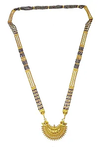 Long Mangal sutra Designs Gold Plated Necklace-thumb1