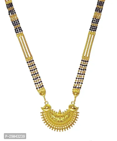 Long Mangal sutra Designs Gold Plated Necklace-thumb3