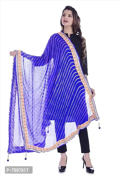 Indian Handicraft Chiffon Women Party Wear Leheriya Dupatta Blue Color Size 2.25 Meter Generic Chiffon Dupattas 1968257031 Chiffon