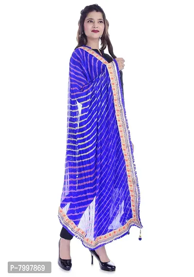 Indian Handicraft Chiffon Women Party Wear Leheriya Dupatta Blue Color Size 2.25 Meter Generic Chiffon Dupattas 1968257031 Chiffon-thumb3