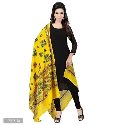Indian handicraft Cotton Women's Casual Kutch Yellow Colour Dupatta Length 2.35 Meter …