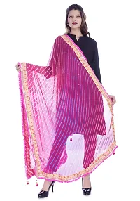 Indian Handicraft Women's Chiffon Leheriya Dupatta (Pink, 2.25 Meters)-thumb1
