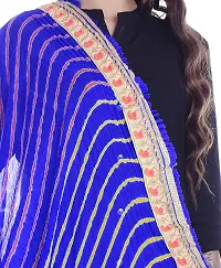 Indian Handicraft Chiffon Women Party Wear Leheriya Dupatta Blue Color Size 2.25 Meter Generic Chiffon Dupattas 1968257031 Chiffon-thumb3