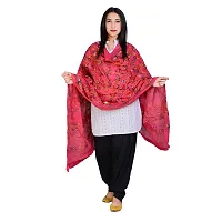 Indian Handicraft Women's Cotton Aari-Kutch Embroidery Heavy Work Dupatta Chunni Stole (Pink Rani, 2.35 m)-thumb3