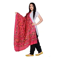 Indian Handicraft Women's Cotton Aari-Kutch Embroidery Heavy Work Dupatta Chunni Stole (Pink Rani, 2.35 m)-thumb2