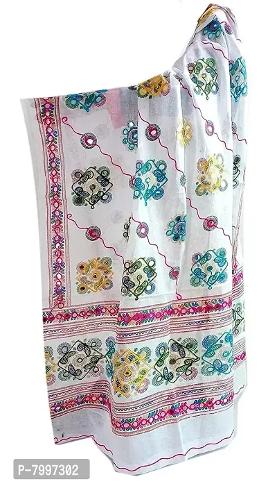 Indian Handicraft Women's Solid Cotton Dupatta (Cottondupatta-010_White_2.35 Meters)