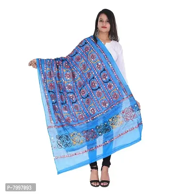 Indian handicraft Cotton Women's Casual Kutch Turquoise Colour Dupatta Length 2.35 Meter …