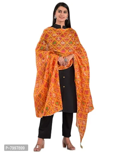 Indian Handicrafts Kota Doria Women's/Girls Stylish Tradition Leheriya Print Dupatta-016-thumb3