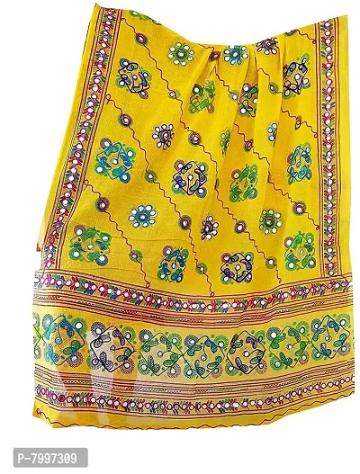 Indian Handicraft Women's Solid Cotton Dupatta (Cottondupatta-06_Yellow_2.35 Meters)