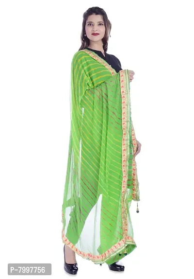 Indian Handicraft Chiffon Women Party Wear Leheriya Dupatta Green Color Size 2.25 Meter Generic Chiffon Dupattas 1968257031 Chiffon