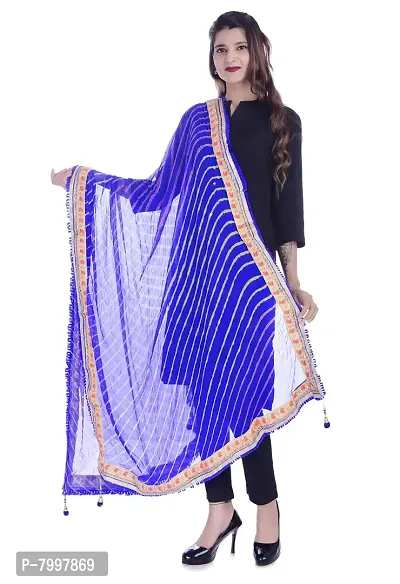 Indian Handicraft Chiffon Women Party Wear Leheriya Dupatta Blue Color Size 2.25 Meter Generic Chiffon Dupattas 1968257031 Chiffon-thumb2