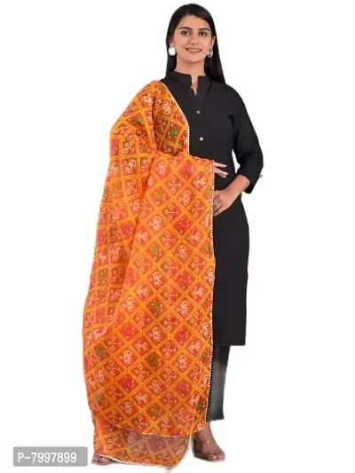 Indian Handicrafts Kota Doria Women's/Girls Stylish Tradition Leheriya Print Dupatta-016-thumb2