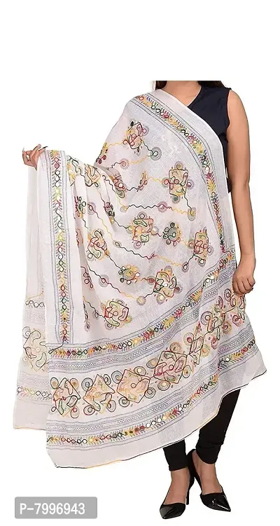 Women's Kutch Cotton Embroidery Dupattas Neck Scarf Fashionable Stole size- 2.25 meter-thumb0