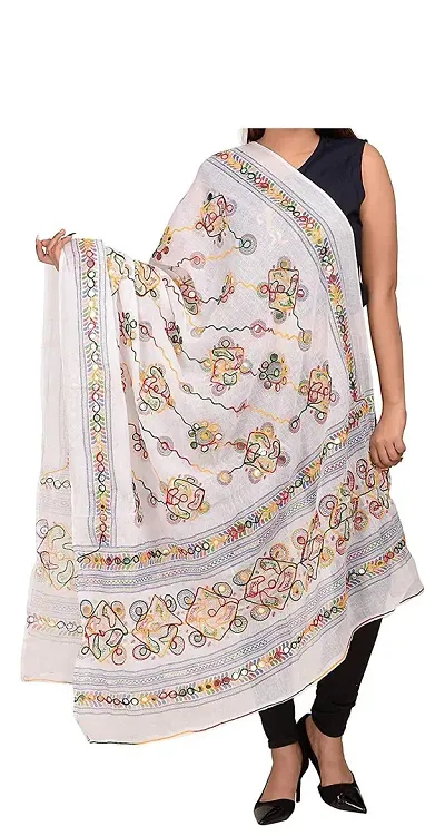 Generic Women's Kutch Cotton Embroidery Dupattas Neck Scarf Fashionable Stole