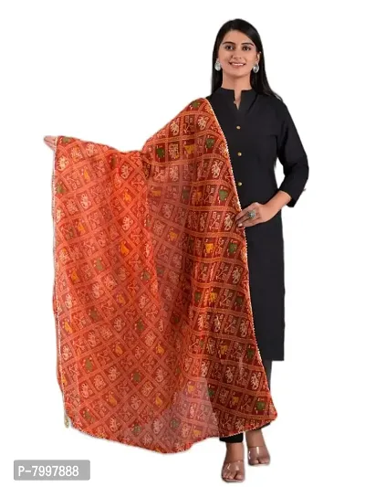 Indian Handicrafts Kota Doria Women's/Girls Stylish Tradition Leheriya Print Dupatta-017