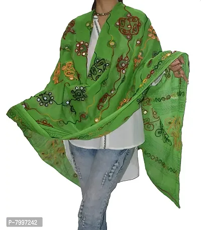 Indian Handicraft Women's Solid Cotton Dupatta (Cottondupatta-01_Green_2.35 Meters)