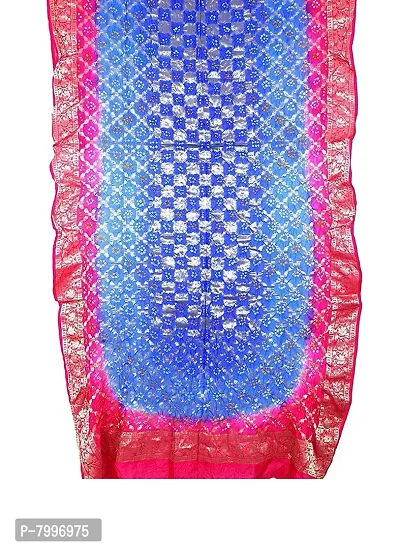 Indian Handicraft Banarasi Silk Women's Party Wear Bandhani Pink Blue Colour Dupatta Length 2.35 Meter Generic Silk Dupattas 1968257031 Silk