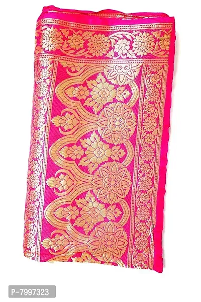 Women's Indian Handicrafts Banarasi Silk Bandhani 2.35 m Length Dupatta (Pink, Free Size)