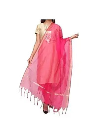 Indian Handicraft Silk Women Casual Pink Colour Chanderi Dupatta 2.35 Meter-thumb1