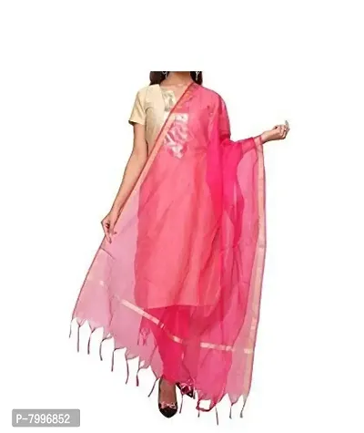 Indian Handicraft Silk Women Casual Pink Colour Chanderi Dupatta 2.35 Meter-thumb2