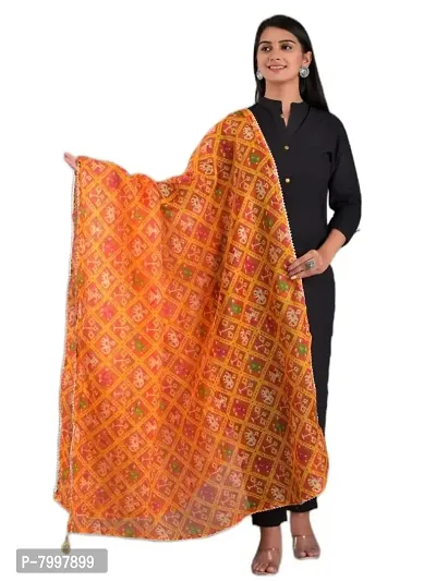 Indian Handicrafts Kota Doria Women's/Girls Stylish Tradition Leheriya Print Dupatta-016-thumb0