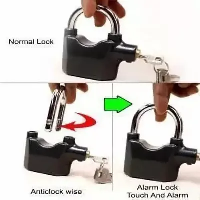 JGG Jain Gift Gallery Metal Anti Theft Burglar Pad Security Alarm Lock Lock  (Black)
