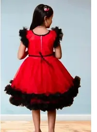 Fabulous Red Net Embellished Frock For Girls-thumb1