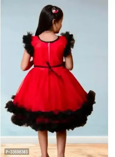 Fabulous Red Net Embellished Frock For Girls-thumb2