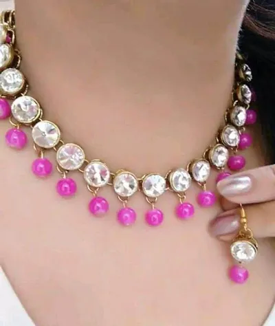 Stylish Pink Stone Chains For Women