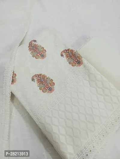 Stylish Cotton Chikan Embroidered Printed Salwar Suit Material with Dupatta-thumb2