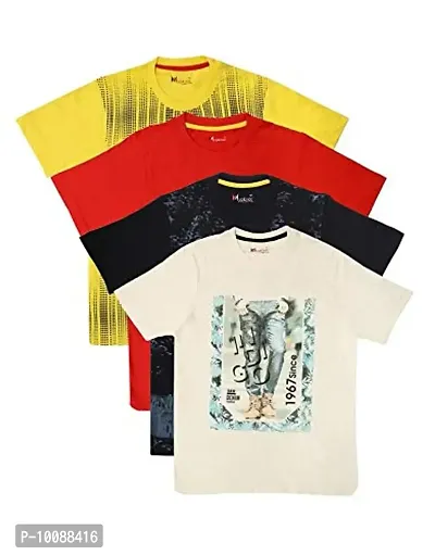 Hypknot?Boys Printed Cotton T Shirt??(Multicolor, Pack of 4)