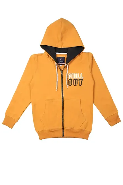 Hypknot Boy's Stylish Hooded Neck Hoodie Sweatshirt (Mustard, 13-14 Years)