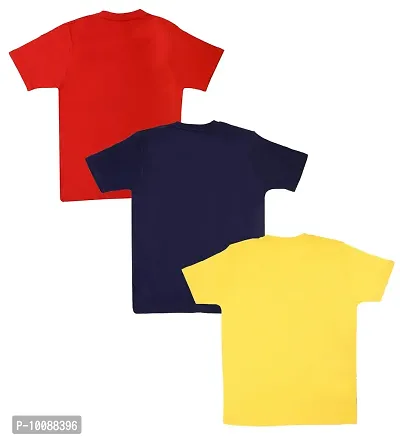 Hypknot Boy's & Girl's T-Shirt (HKRed01Navy01Yellow01--13-14 Years_Multicolored_13-14 Years)-thumb2