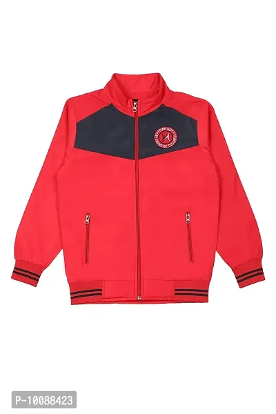 Hypknot Boy's Color Block Polyester Bomber Jacket (Red, 15 -16 Years)-thumb0