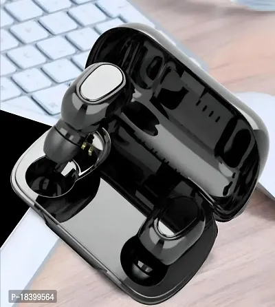 L21 TWS Earbuds Wireless Earphone Mini Bluetooth 5.0 Truly Sports Over Ear Headphone Waterproof Earbuds HD Call Stereo Sound with Mic Portable Charging Box for Smartphones (Black)-thumb0