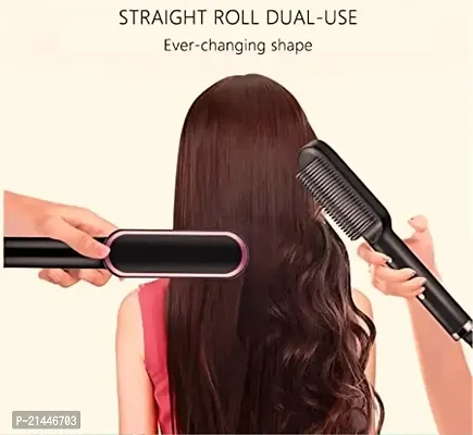 hair straight machine (Multi Colour)  pack of 1  Hair Straightener Comb Tourmaline Ceramic Hair Curler-thumb0