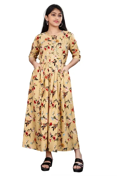 Stylish Crepe Anarkali Floral Print Kurta