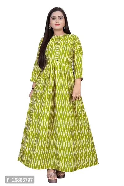 Stylish Green Crepe Printed Anarkali Kurta For Women