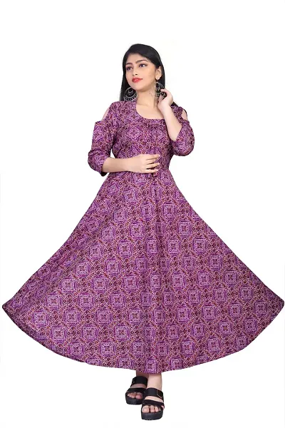 Stylish Crepe Anarkali Print Kurta