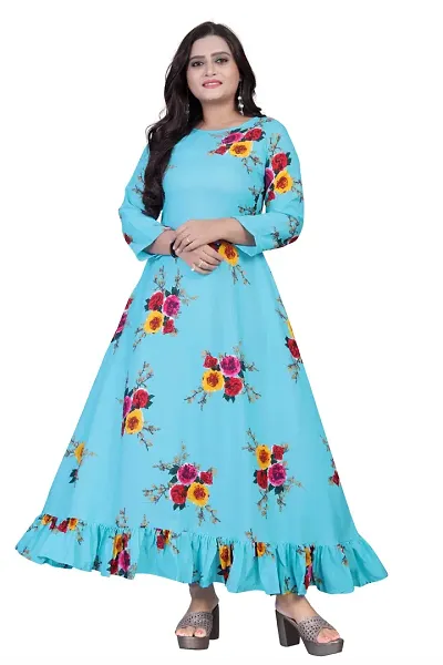 Stylish Crepe Anarkali Floral Print Kurta