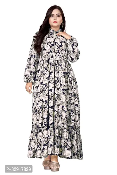 Fancy Crepe Printed Ethnic Gown For Women