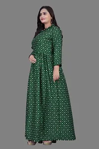 Stylish Green Crepe Stitched Gown For Women-thumb2