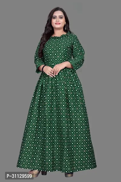 Stylish Green Crepe Stitched Gown For Women-thumb0