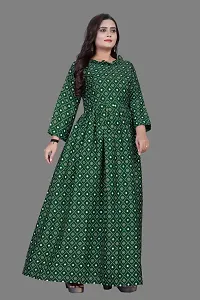 Stylish Green Crepe Stitched Gown For Women-thumb3