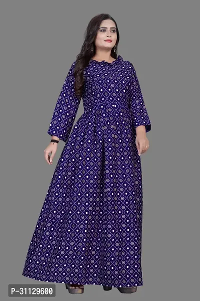 Stylish Blue Crepe Stitched Gown For Women-thumb2