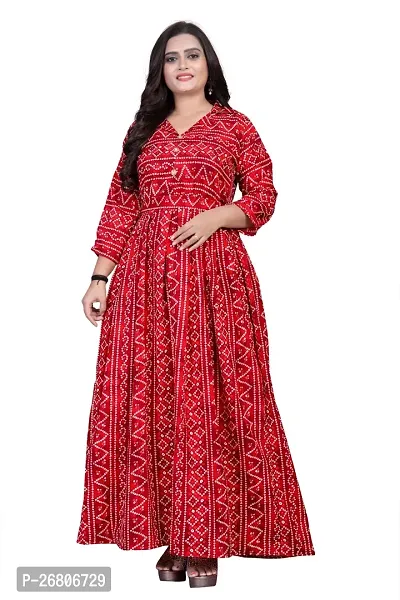 Stylish Red Crepe Printed Anarkali Kurta For Women-thumb0