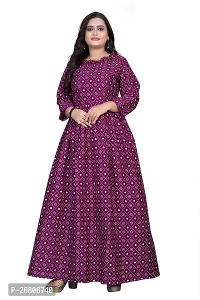 Stylish Purple Crepe Printed Anarkali Kurta For Women