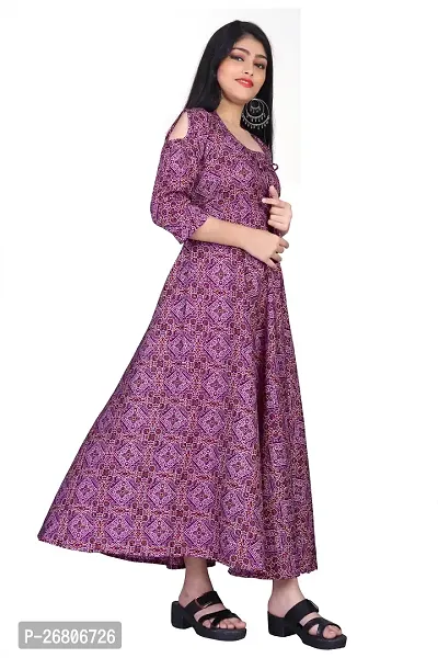 Stylish Purple Crepe Printed Anarkali Kurta For Women-thumb4